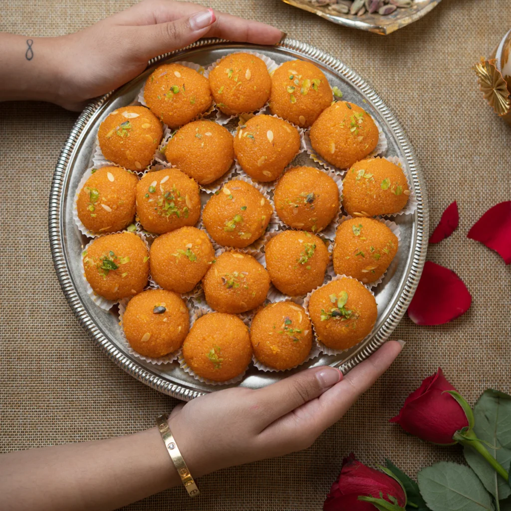 A plate of festive laddoos